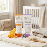 Gentle baby lotion with lavender scent for calming bedtime routine