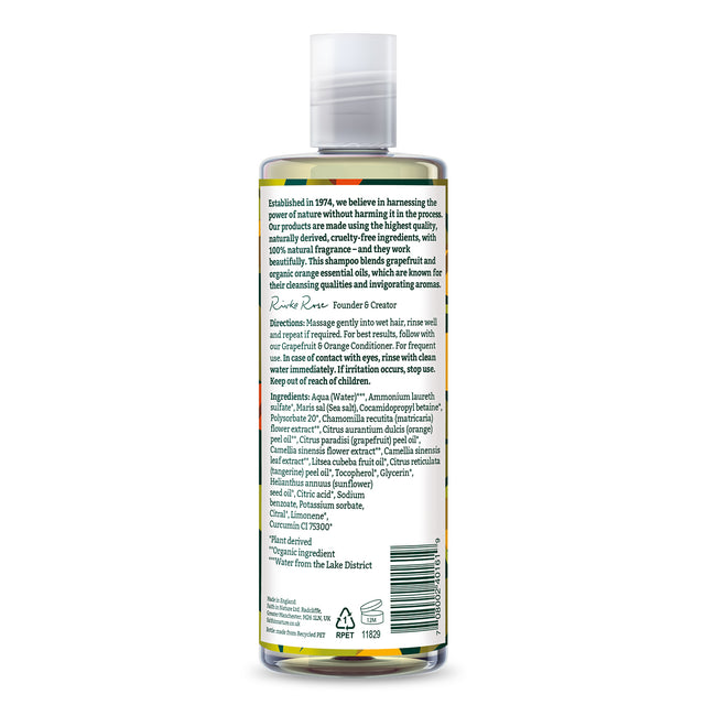 Natural grapefruit shampoo made in the UK