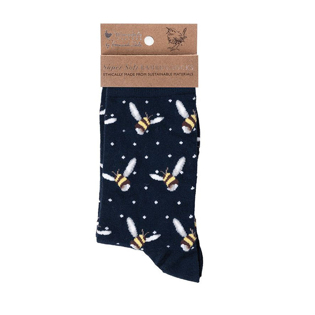 Wrendale Designs Bee Sock - Busy Bee - NAVY