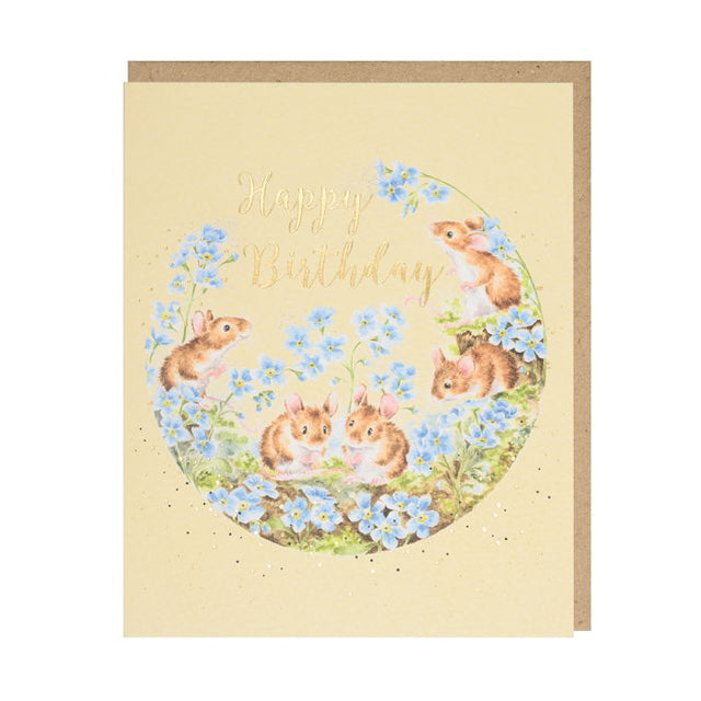 Wrendale Designs Birthday Forget Me Not (Gold foiled) Card