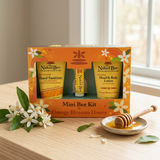 Orange blossom honey skincare travel set with lotion lip balm and sanitiser