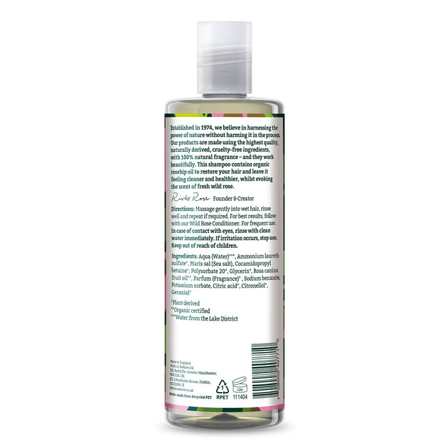 Organic rosehip shampoo for healthy-looking hair