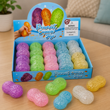 Peanut squishy gel fidget toy 10cm in assorted colours for stress relief, sensory play and improved focus