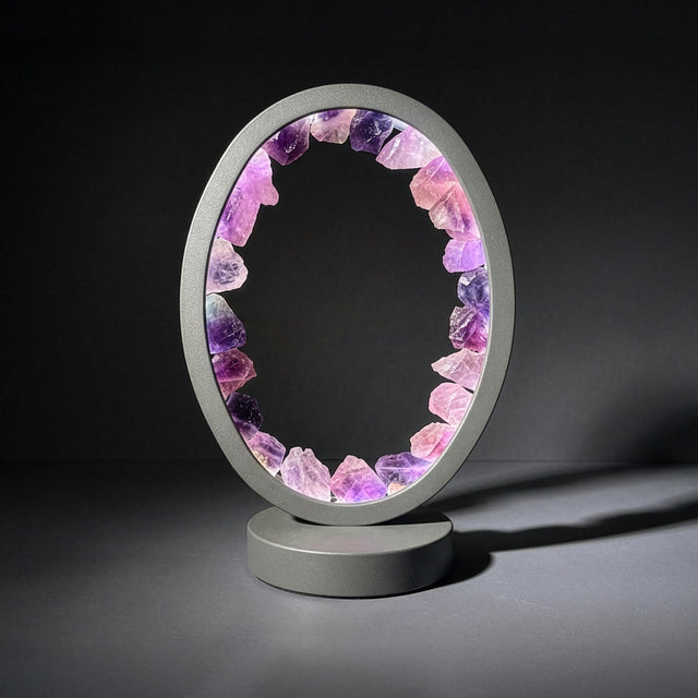 Gleneagles - (Grey Frame) Oval Earth LED Lamp - Purple Fluorite