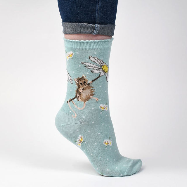 Wrendale Designs Mouse Sock - Oops a Daisy