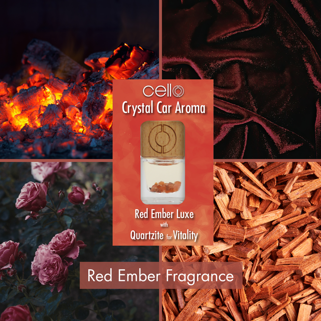 Cello Quartz Red Ember car aroma diffuser with warm smoky fragrance