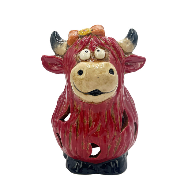 Redmane highland cow tealight holder rustic home decor