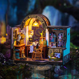 Rolife kits Magic Study model displayed as unique home décor miniature wizard room in woodland