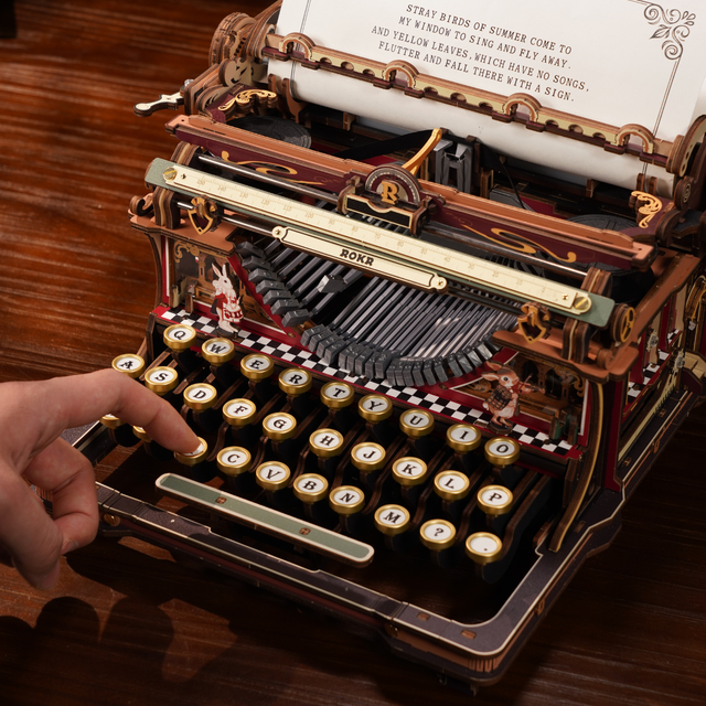 ROBOTIME ROKR Mechanical Typewriter Magic Version DIY wooden puzzle