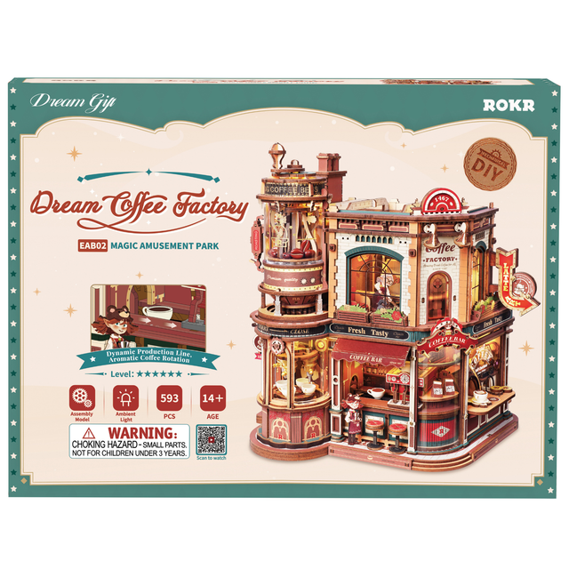 ROKR Dream Coffee Factory DIY Music Box EAB02 packaging