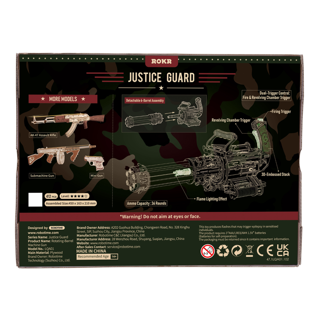 ROKR rotating barrel 3D wooden puzzle toy gun model LQA01 packaging