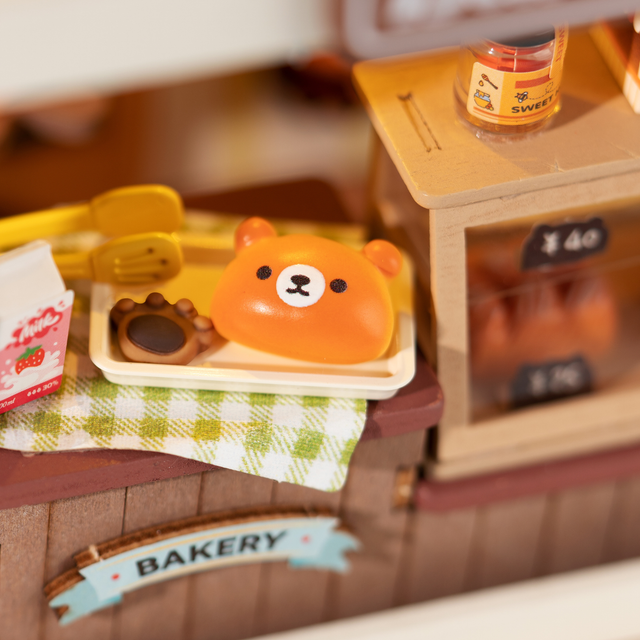 Rolife miniature bakery house kit with bear themed details