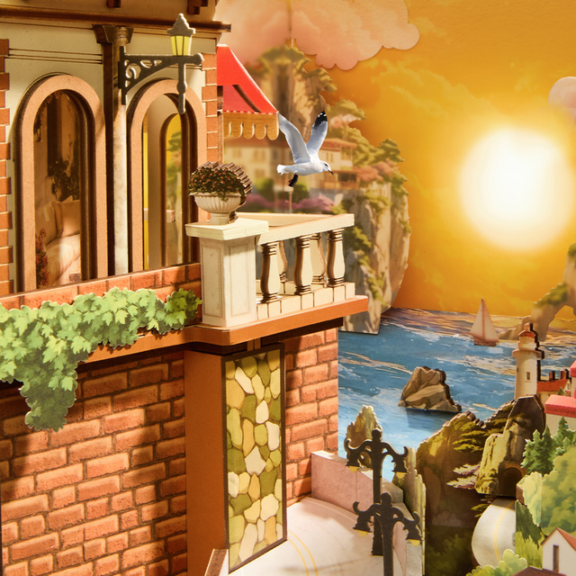 Rolife Mediterranean coastal DIY book nook kit for adults