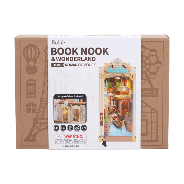 Rolife Romantic Venice book nook DIY model kit TGB08 packaging