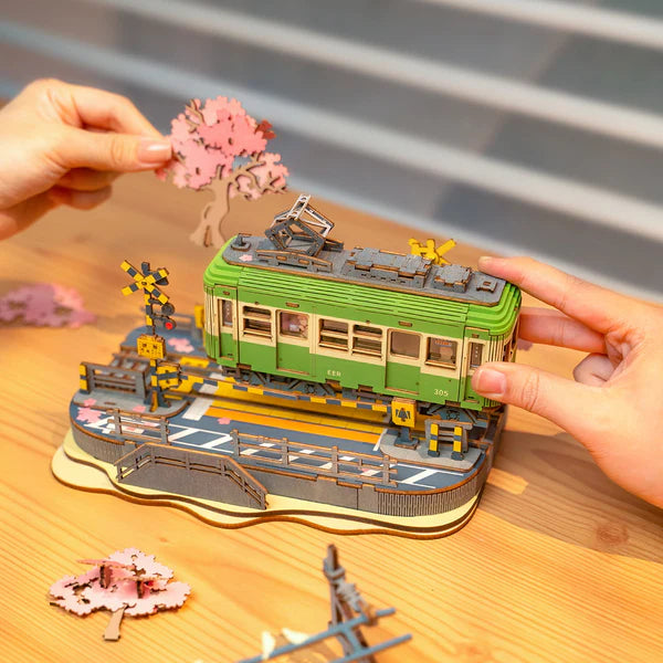 Rolife Sakura Journey DIY 3D puzzle kit with wooden parts ready for assembly