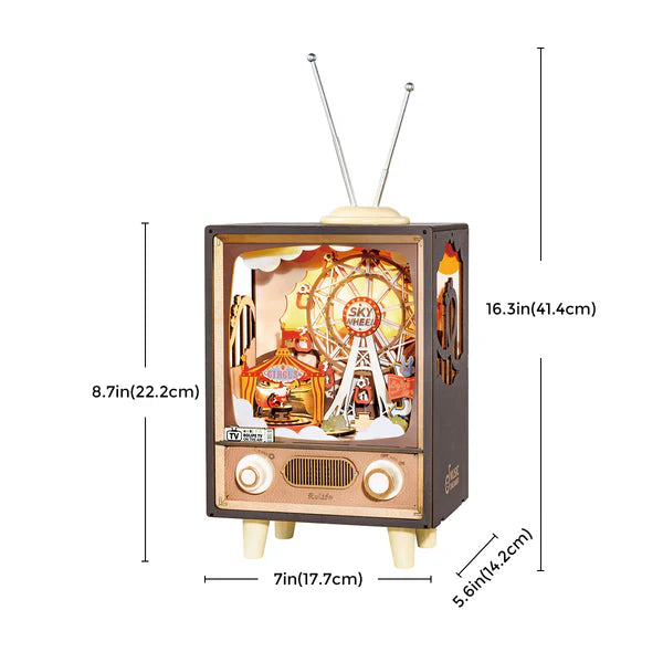 Rolife Sunset Carnival music box 3D wooden puzzle AMT01 dimensions