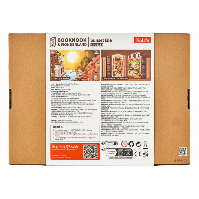 Rolife Sunset Isle DIY Book Nook TGB18 bookshelf insert packaging