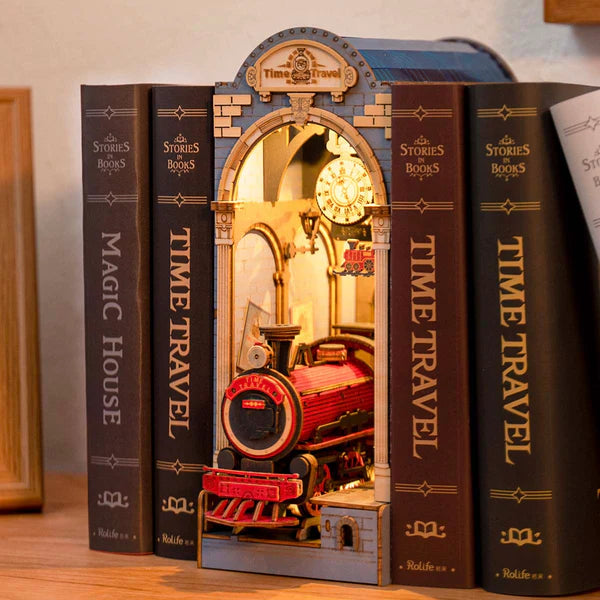 Vintage train station miniature book nook kit