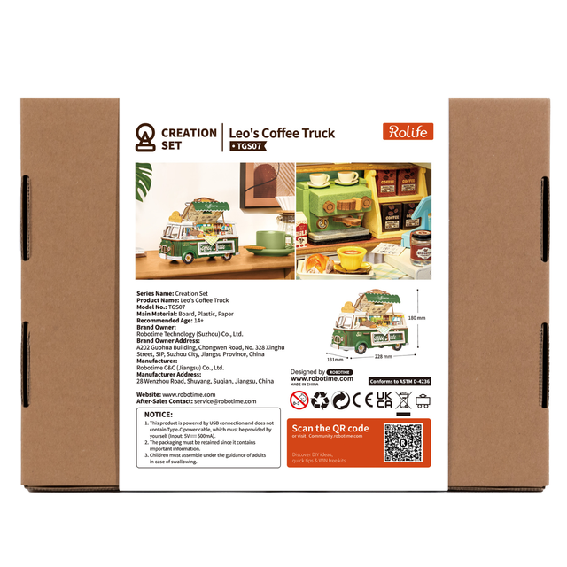 Rolife vintage coffee truck 3D wooden puzzle for adults packaging