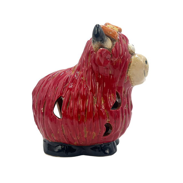 Rustic cow candle holder living room decor cozy glow
