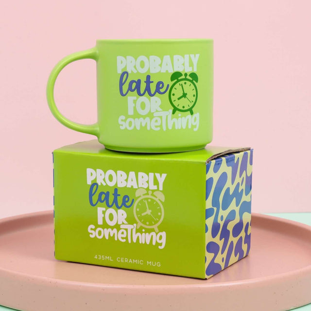 Splosh Cheeky Mug Late with colourful gift box – funny novelty mug for her or him, perfect gift idea.