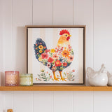 Splosh Cottage Grove Pink Hen Framed Canvas by Splosh displayed in kitchen.