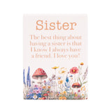 Cottage Grove Sister ceramic fridge magnets by Splosh with heartful message and floral design.