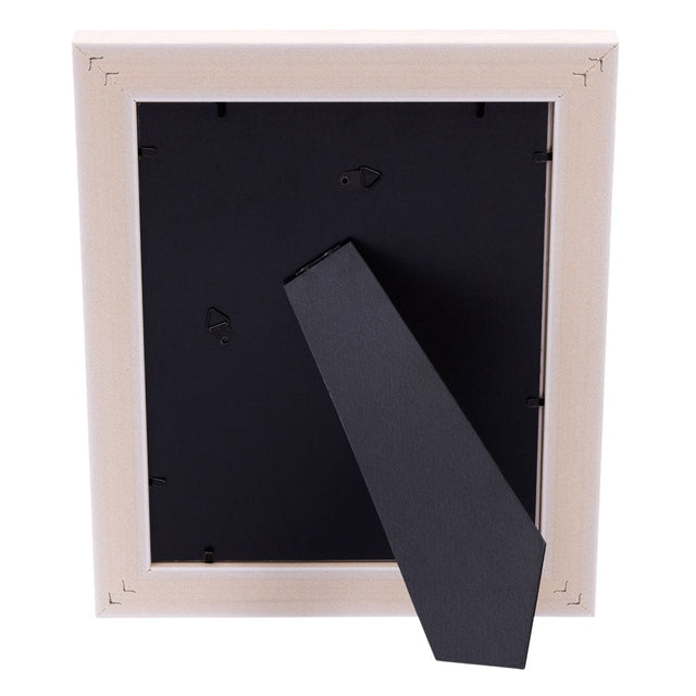 Side angle view of Splosh 5x7 wooden frame with freestanding support stand