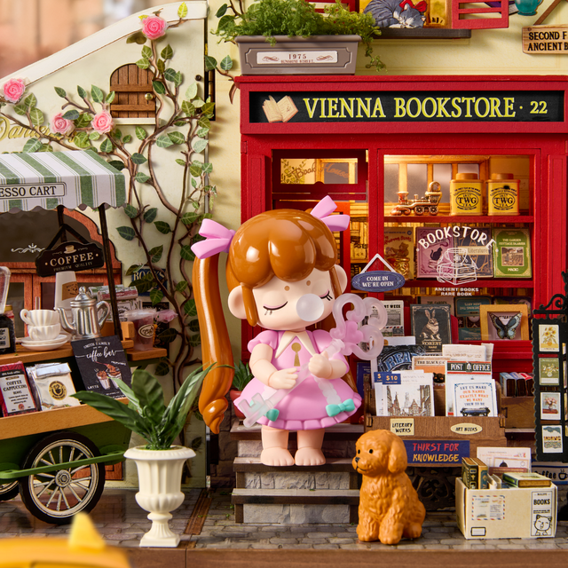 Vienna Bookstore wooden model kit by Rolife