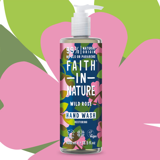 Natural wild rose hand wash with organic rosehip oil
