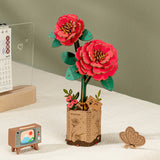 Wooden camellia flower craft kit Rowood flowers