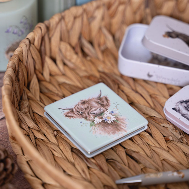 Wrendale Designs Daisy Coo compact mirror lifestyle with other products