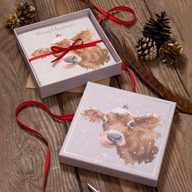 Wrendale Designs First Taste Of Snow (Cow) Luxury Boxed Cards