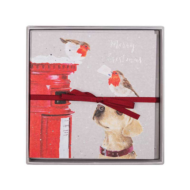 Wrendale Designs Letters to Santa (Dog and Robins) Luxury Boxed Cards