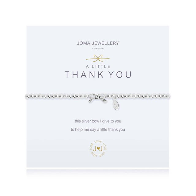 This beautiful silver plated bow is a wonderful symbol of friendship and thanks. A thoughtful way to say thank you. Beautifully presented on a simple white Joma Jewellery card, this Joma bracelet makes the perfect present for a loved one.
