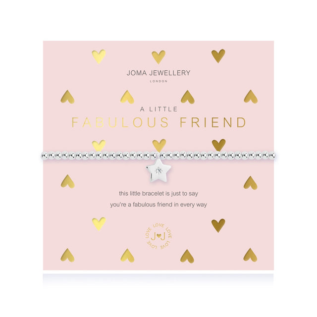 This Fabulous Friend A Little Joma bracelet features a stunning silver plated design and the sweetest little star charm complete with cubic zirconia detailing for extra sparkle!