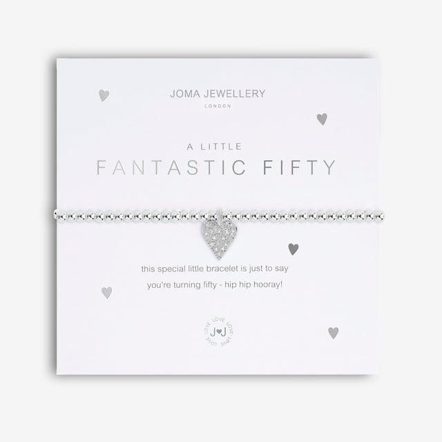 Complete their 50th birthday collection with this A Little Joma bracelet. Equally thoughtful and beautiful, this silver-plated Joma bracelet pairs a dainty design with the sweetest sentiment. Better yet, this Joma bracelet features our most-loved details, including a stretch bead design, stylised card and adorable poem.