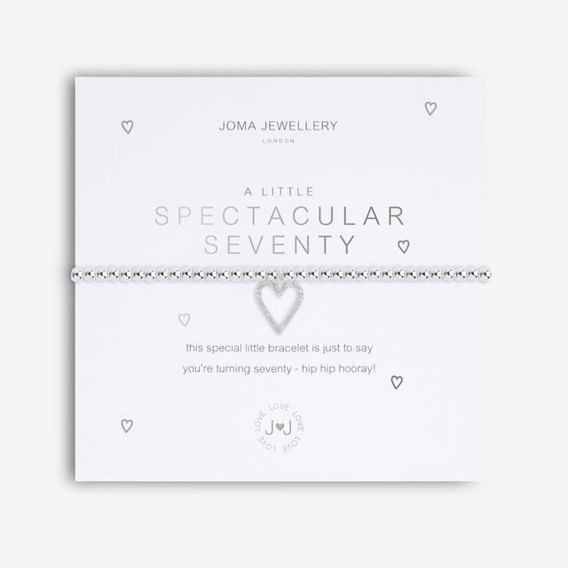 Complete their 70th birthday collection with this A Little Joma bracelet. Equally thoughtful and beautiful, this silver-plated Joma bracelet pairs a dainty design with the sweetest sentiment. Better yet, this Joma bracelet features our most-loved details, including a stretch bead design, stylised card and adorable poem.