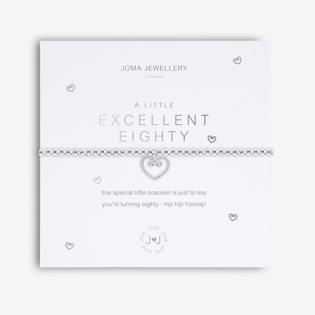 Complete their 80th birthday collection with this A Little Joma bracelet. Equally thoughtful and beautiful, this silver-plated Joma bracelet pairs a dainty design with the sweetest sentiment. Better yet, this Joma bracelet features our most-loved details, including a stretch bead design, stylised card and adorable poem.