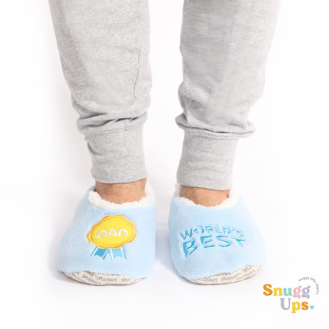 Splosh Men's Blue World Best Dad Slippers