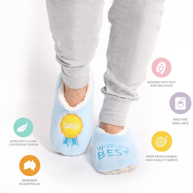 Splosh Men's Blue World Best Dad Slippers