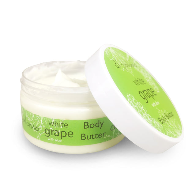 A luxuriously indulgent body butter blended using the finest ingredients of White Grape including shea butter, avocado oil and honey extract to truly nourish and leave even the driest of skin feeling soft, supple and radiant.  

Massage a generous amount into skin for a soft, smooth finish and deep re-hydration. All tied up in a gorgeous gift box, perfect for giftingâ€šÂ¦not that you will want to give it away!
