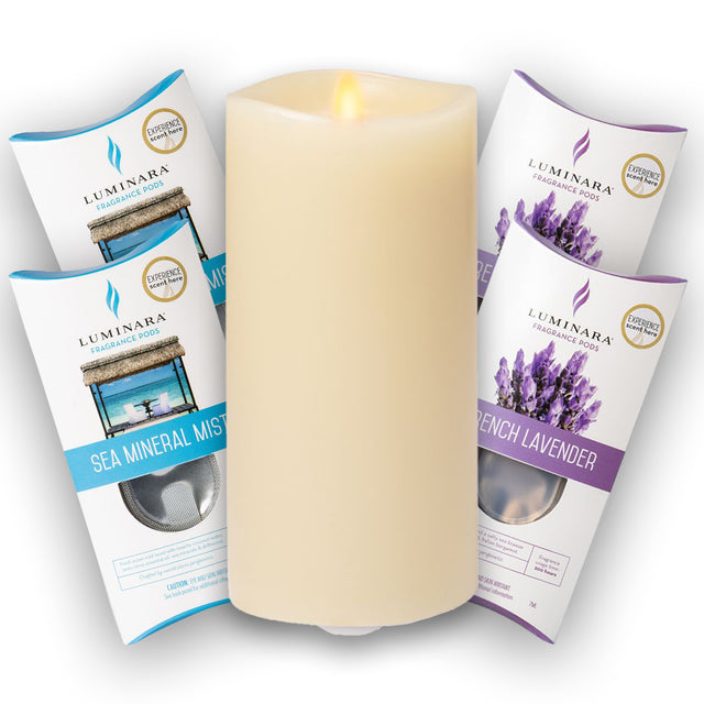 Luminara Indoor Fragrance Diffusing Pillar & 2 F/Lavender & 2 Sea Min. Mist Pods