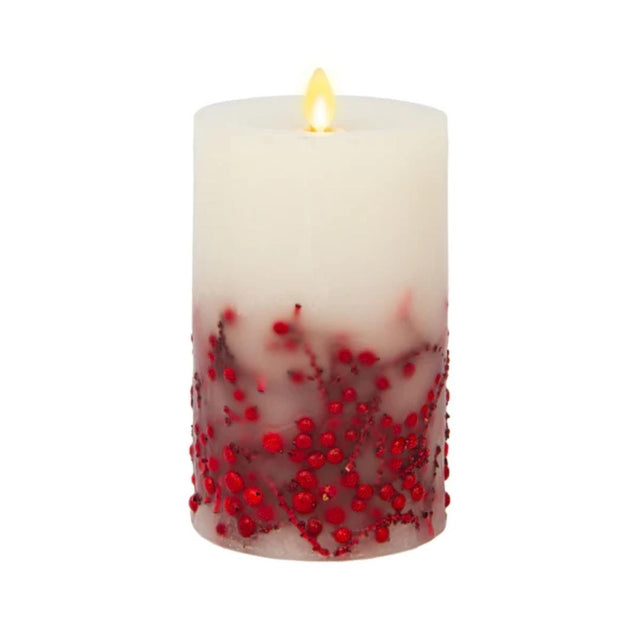 Luminara Indoor 3.25" x 6.5" Berry Inclusion Pillar