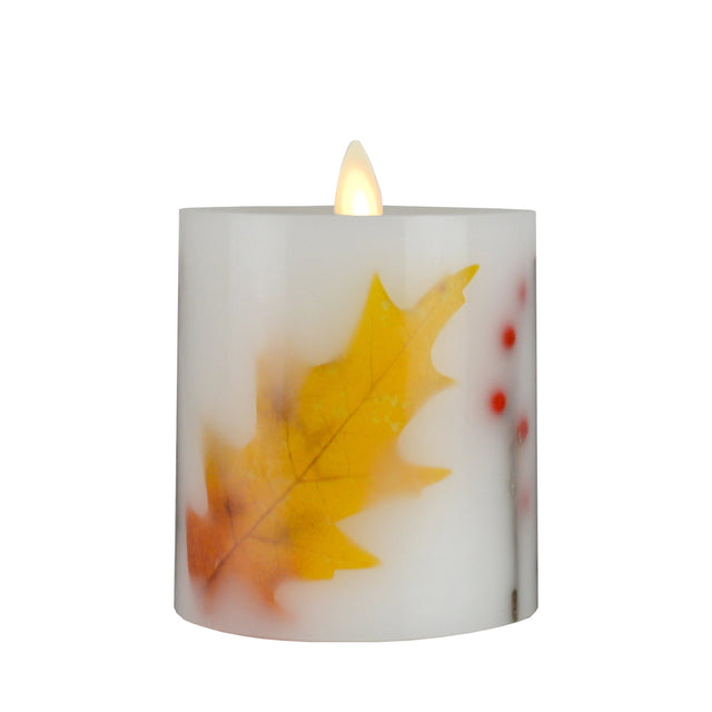Luminara Indoor 3.25" x 4.5" Twig, Berry & Leaf Inclusion Pillar