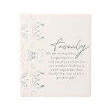 Ceramic family verse with embossed design, stand and hanging hook