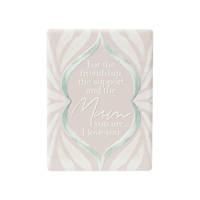 Printed and embossed ceramic magnet with mum verse