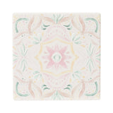 Printed ceramic coaster with embossed blossom detail and cork backing