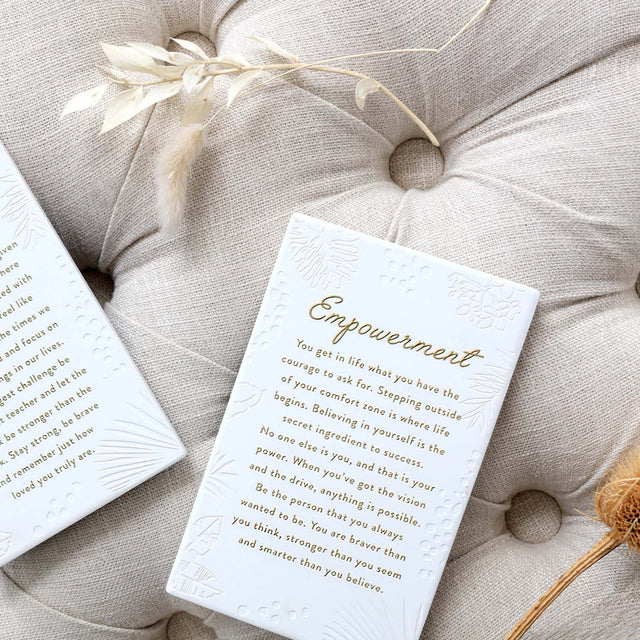Inspired by their previous best-selling Life Quotes range, Precious Quotes include 12 different verses, with each Quote a meaningful gift idea for someone special. Conveying a custom themed message in a 3D embossed text upon delicate etched floral designs, each Precious Quote also comes with its own custom gift box that features exquisite gold foil detail and personalised â€šâ€œToâ€š and â€šâ€œFromâ€š fields.