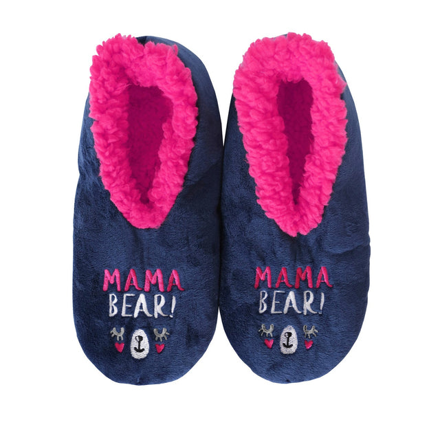 Who doesnÃ…Â¾t love a quote? These luxe velvet, quirky embroidered Mamma Bear slippers are the perfect pair for the woman seeking something fun yet functional.
With styles and sizes to suit every age, snuggle up with the whole family with Sploshs Snugg Ups slippers!



